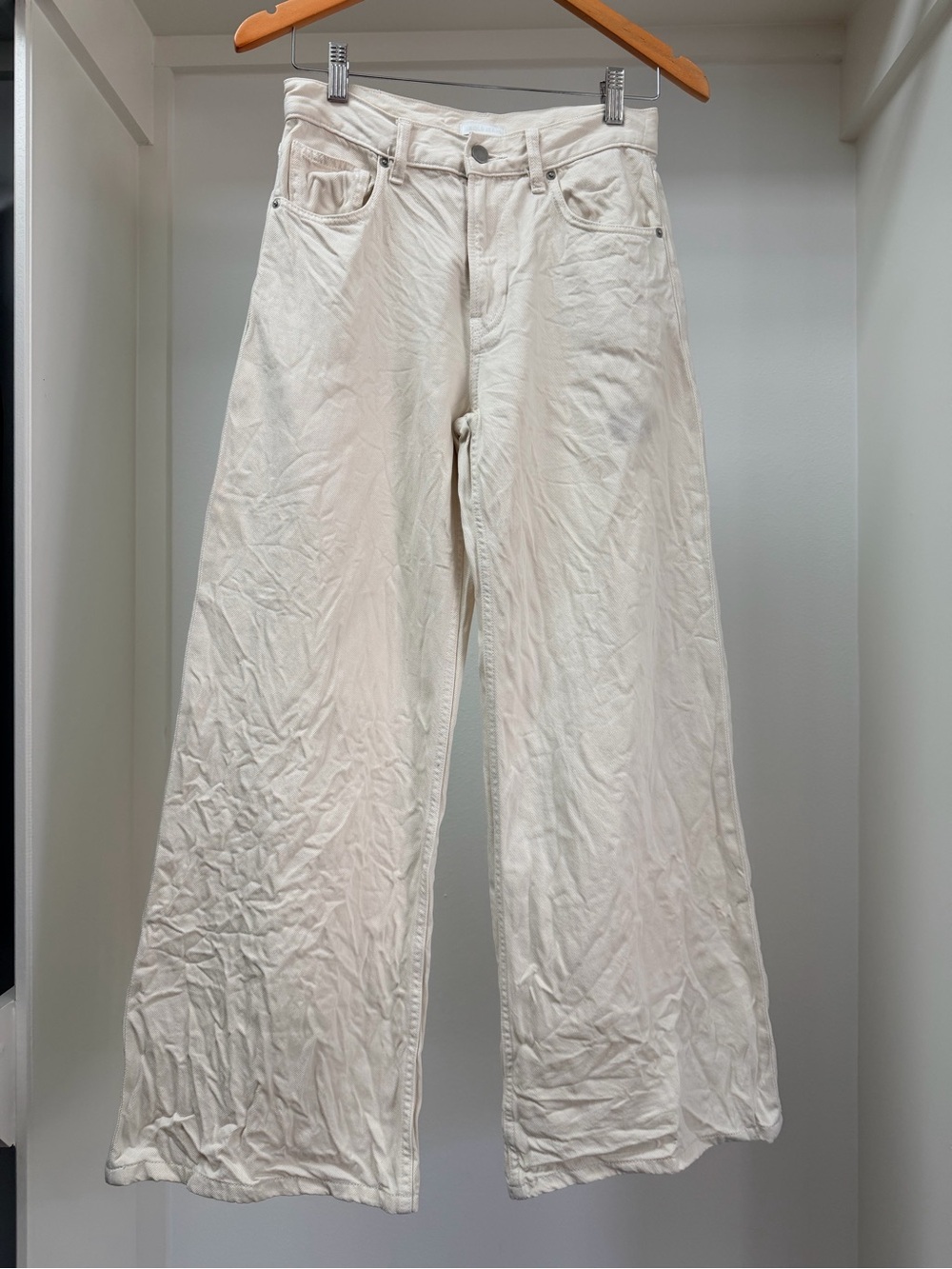 Uniqlo Wide Leg Ivory White Women’s Jeans High-Rise *FLAWED* 25